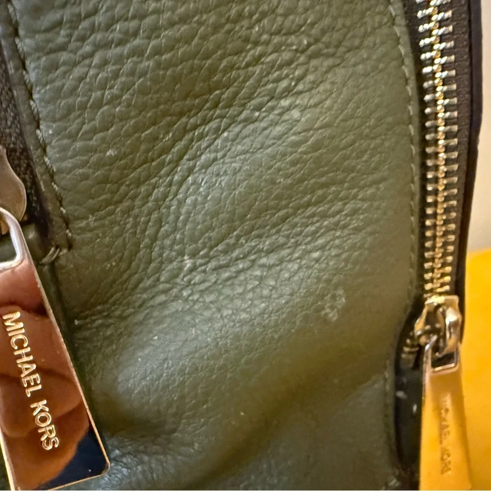 Michael Kors Olive Green Leather Backpack - Picture 10 of 16